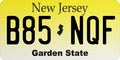 NJ license plate B85NQF