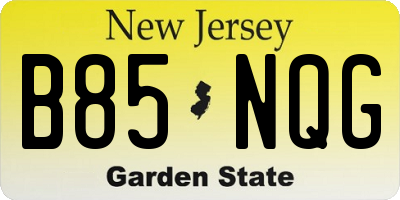 NJ license plate B85NQG