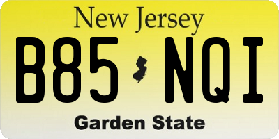 NJ license plate B85NQI