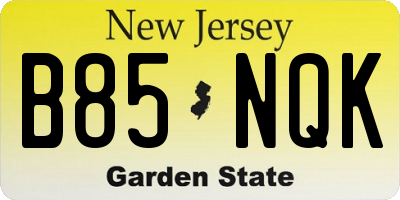 NJ license plate B85NQK