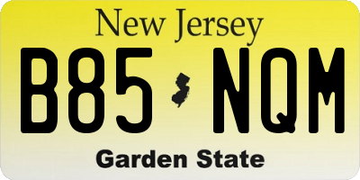 NJ license plate B85NQM
