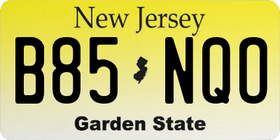 NJ license plate B85NQO