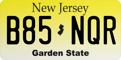 NJ license plate B85NQR