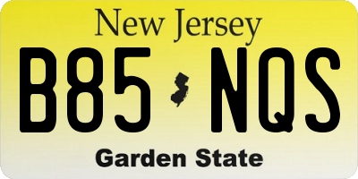 NJ license plate B85NQS