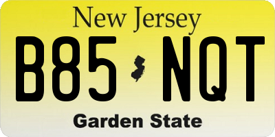 NJ license plate B85NQT