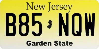 NJ license plate B85NQW