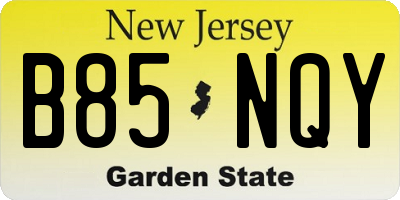 NJ license plate B85NQY