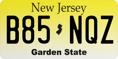 NJ license plate B85NQZ