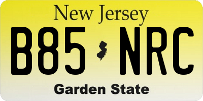 NJ license plate B85NRC