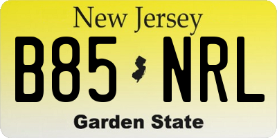 NJ license plate B85NRL