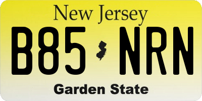 NJ license plate B85NRN
