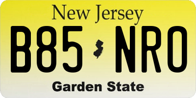 NJ license plate B85NRO
