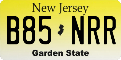 NJ license plate B85NRR