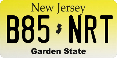 NJ license plate B85NRT