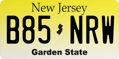 NJ license plate B85NRW