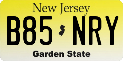 NJ license plate B85NRY