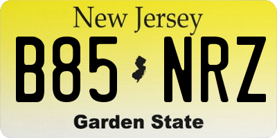 NJ license plate B85NRZ
