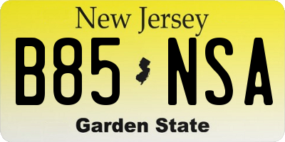 NJ license plate B85NSA