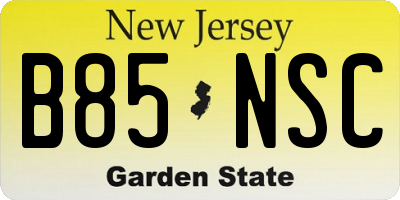 NJ license plate B85NSC