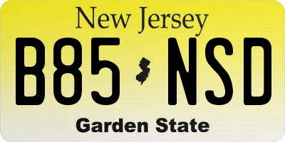 NJ license plate B85NSD