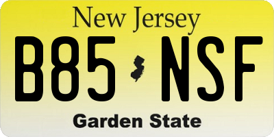 NJ license plate B85NSF