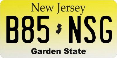 NJ license plate B85NSG