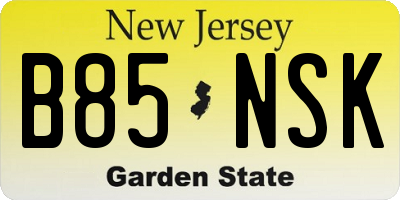 NJ license plate B85NSK