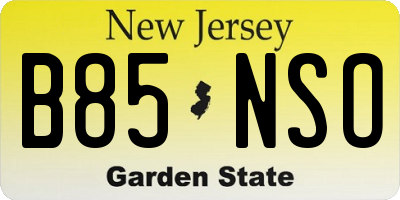 NJ license plate B85NSO