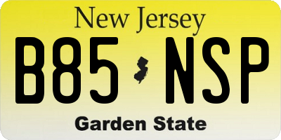 NJ license plate B85NSP