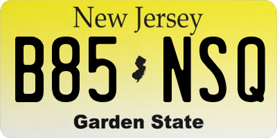 NJ license plate B85NSQ