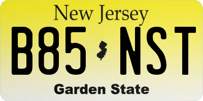 NJ license plate B85NST
