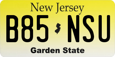 NJ license plate B85NSU