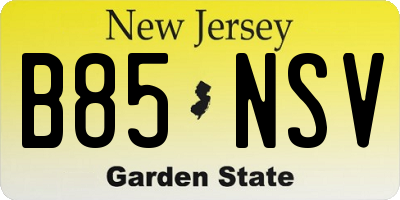 NJ license plate B85NSV