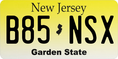 NJ license plate B85NSX