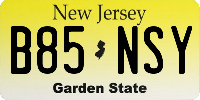 NJ license plate B85NSY