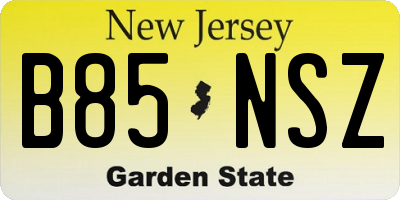 NJ license plate B85NSZ
