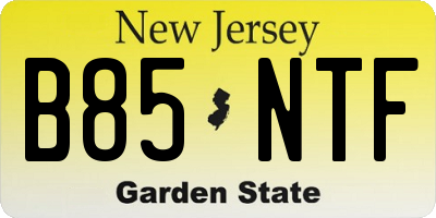 NJ license plate B85NTF