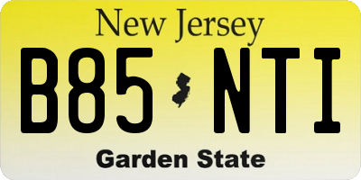 NJ license plate B85NTI