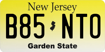 NJ license plate B85NTO