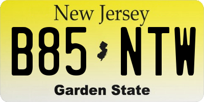 NJ license plate B85NTW