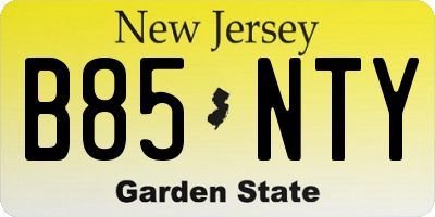 NJ license plate B85NTY