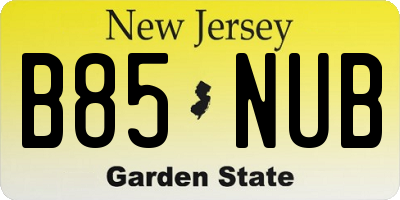 NJ license plate B85NUB
