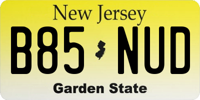 NJ license plate B85NUD