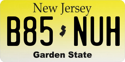 NJ license plate B85NUH