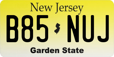 NJ license plate B85NUJ