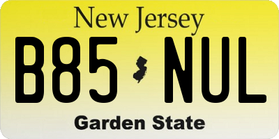 NJ license plate B85NUL