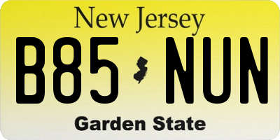 NJ license plate B85NUN