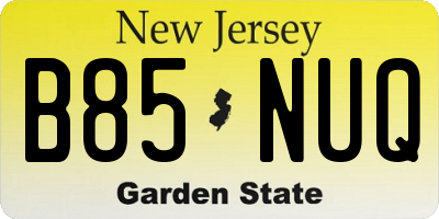 NJ license plate B85NUQ