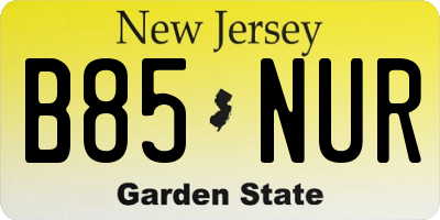 NJ license plate B85NUR