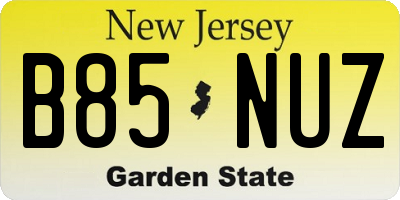NJ license plate B85NUZ